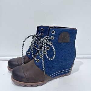 Sorel 1964 Women’s Premium Leather & Canvas Casual Wedge Ankle Boots Size 8